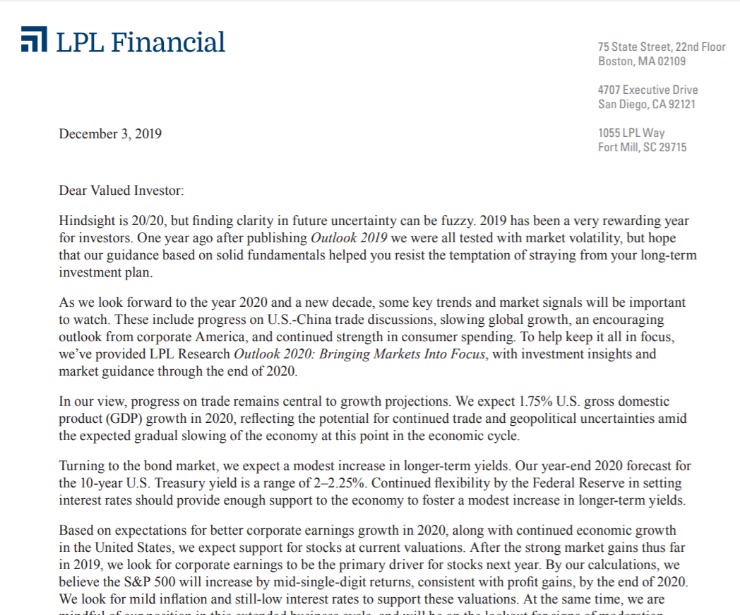 Outlook 2020: Client Letter