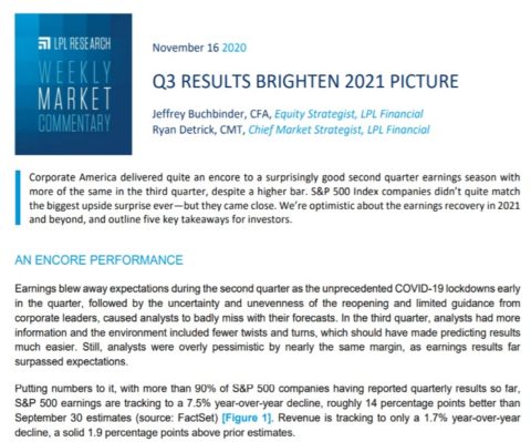 Q3 Results Brighten 2021 Picture | Weekly Market ...